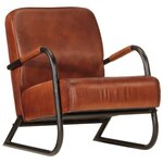 vidaXL Fauteuil marron cuir véritable