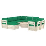 vidaXL Salon de jardin palette 10 Pièces avec coussins Épicéa imprégné