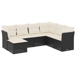 vidaXL Salon de jardin 7 Pièces avec coussins noir résine tressée