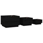 vidaXL Boîtes de rangement et couvercles 3 Pièces Noir Bois massif de pin