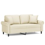 vidaXL Canapé 2 places avec oreillers crème 140 cm similicuir