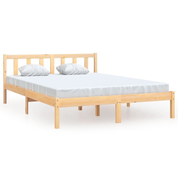 vidaXL Cadre de lit bois de pin massif 135x190 cm double