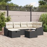 vidaXL Ensemble de 7 Canapés de Jardin avec Coussins Noir Rotin Poly