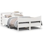 vidaXL Cadre de lit avec tête de lit blanc 135x190 cm bois pin massif