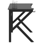 vidaXL Bureau de jeu avec pieds en forme de K Noir 110x60x75 cm