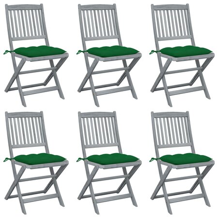 vidaXL Chaises pliables d'extérieur 6 Pièces avec coussins Bois d'acacia