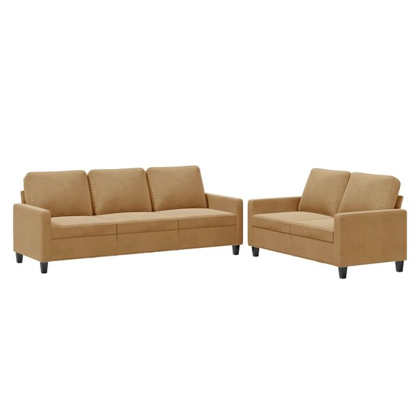 vidaXL Ensemble de canapés 2 Pièces avec coussins Marron Velours