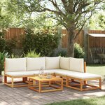 vidaXL Salon de jardin avec coussins 6 Pièces bois d'acacia solide