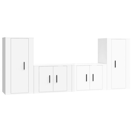 vidaXL Ensemble de meubles TV 4 Pièces Blanc brillant Bois d'ingénierie