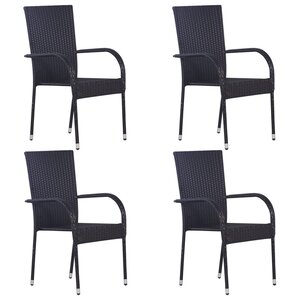 vidaXL Chaises empilables d'extérieur 4 Pièces Résine tressée Noir