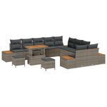 Ensemble sofa jardin 13 pièces avec coussins Gris Poly Rattan Acacia