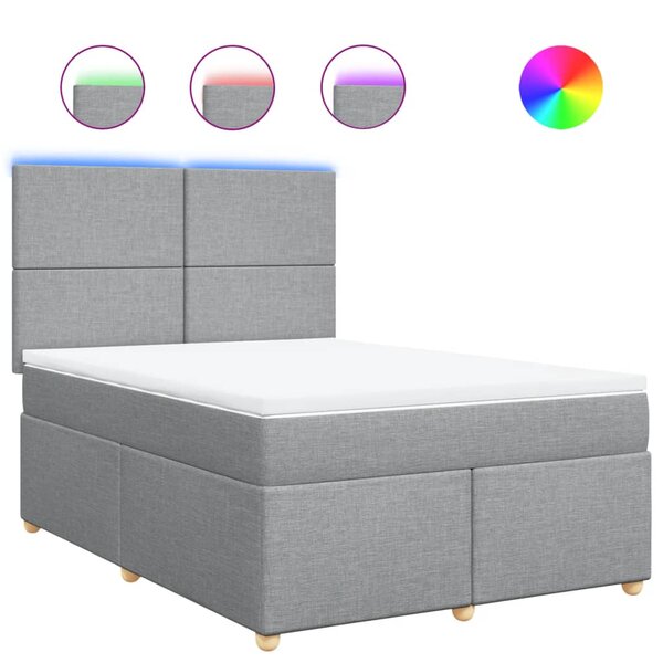 vidaXL Sommier à lattes de lit avec matelas Gris clair 160x200cm Tissu