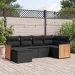 vidaXL Salon de jardin 6 Pièces avec coussins noir résine tressée