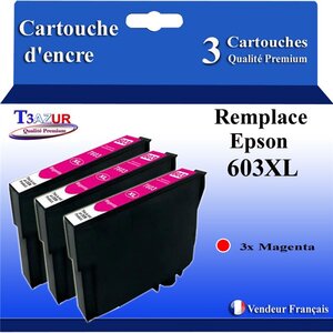 3x Cartouches Compatibles avec Epson 603 603XL pour Epson WorkForce WF-2820DWF WF-2830DWF WF-2840DWF WF-2850DWF WF-2870DWF WF2835-DWF Magenta