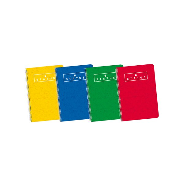 LOT de 5 Enri Status 4ème cahier à spirale à couverture rigide 4x4 avec marge 80 feuilles assorties - Carnet à couverture rigide résistante - Grille 4x4 avec marge - 80 feuilles de haute qualité