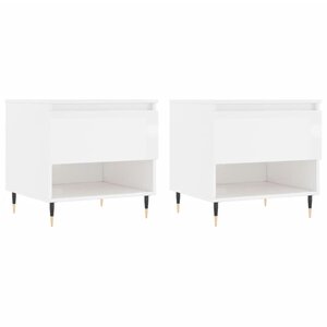 vidaXL Tables basses 2 Pièces blanc brillant 50x46x50cm bois d'ingénierie