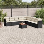 vidaXL Salon de jardin 10 Pièces avec coussins noir résine tressée