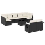 vidaXL Salon de jardin 10 Pièces avec coussins noir résine tressée