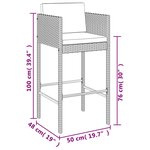 vidaXL Ensemble de bar de jardin 3 Pièces avec coussins noir poly rotin