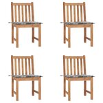 vidaXL Chaises de jardin lot de 4 avec coussins Bois de teck massif
