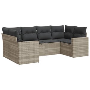 vidaXL Salon de jardin 6 Pièces avec coussins gris clair résine tressée