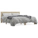 vidaXL Cadre de lit chêne sonoma 150x200 cm bois d'ingénierie et métal