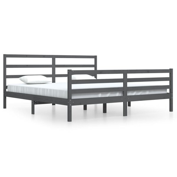 vidaXL Cadre de lit Gris Bois de pin massif 200x200 cm