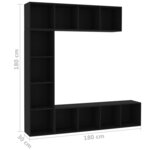vidaXL Ensemble de bibliothèque/meuble TV 3 Pièces Noir 180x30x180 cm