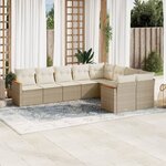 vidaXL Salon de jardin avec coussins 9 Pièces beige résine tressée