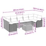 Ensemble de canapés de jardin 8 pièces avec coussins en poly rotin noir acacia