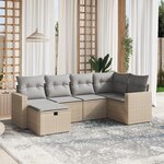 vidaXL Salon de jardin avec coussins 6Pièces mélange beige résine tressée