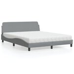 vidaXL Lit avec matelas gris clair 160x200 cm tissu