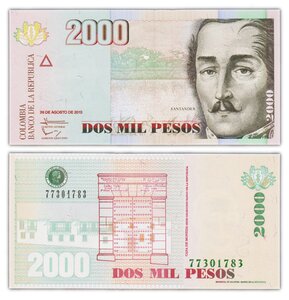 Billet de Collection 2000 Pesos 2013 Colombie - Neuf - P457u