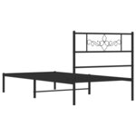 vidaXL Cadre de lit métal avec tête de lit noir 80x200 cm