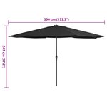 vidaXL Parasol d'extérieur avec mât en métal 390 cm noir