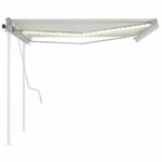 vidaXL Auvent manuel rétractable avec LED 4 5x3 m Crème