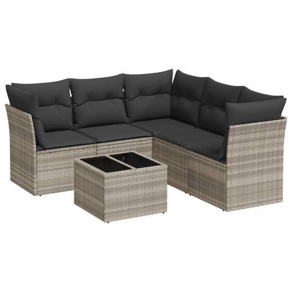 vidaXL Salon de jardin 6 Pièces avec coussins gris clair résine tressée