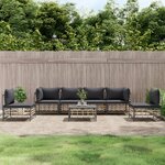 vidaXL Salon de jardin 7 Pièces avec coussins anthracite résine tressée