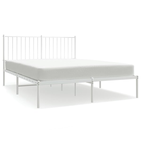 vidaXL Cadre de lit métal avec tête de lit blanc 140x190 cm