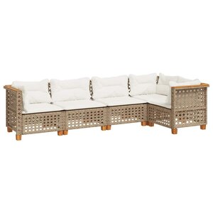 vidaXL Salon de jardin avec coussins 5 Pièces beige résine tressée