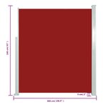 vidaXL Auvent latéral rétractable 160 x 500 cm Rouge