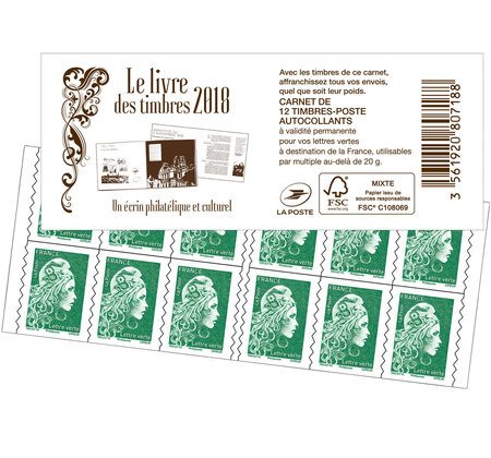 Carnet 12 timbres Marianne l'engagée - Lettre Verte - Couverture Philinfo  2022 - La Poste