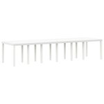 Ensemble de Salle à Manger de Jardin de 15 Pièces avec Coussins en Rotin Poly Blanc
