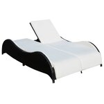 vidaXL Chaise longue double avec coussin Résine tressée Noir