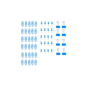 Lot de trombones epingles et minis pinces - couleur bleu