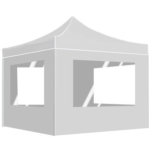 vidaXL Tente de réception pliable avec parois Aluminium 2x2 m Blanc