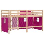 vidaXL Lit mezzanine enfants et rideaux rose 90x200cm bois pin massif