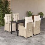 vidaXL Ensemble à manger de jardin avec coussins 5Pièces Beige poly rotin