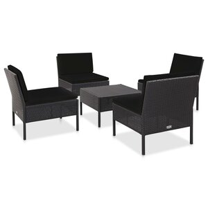 vidaXL Salon de jardin 5 Pièces avec coussins résine tressée noir