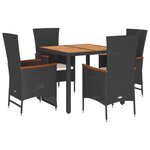 vidaXL Ensemble à manger de jardin coussins 5Pièces Noir Résine tressée